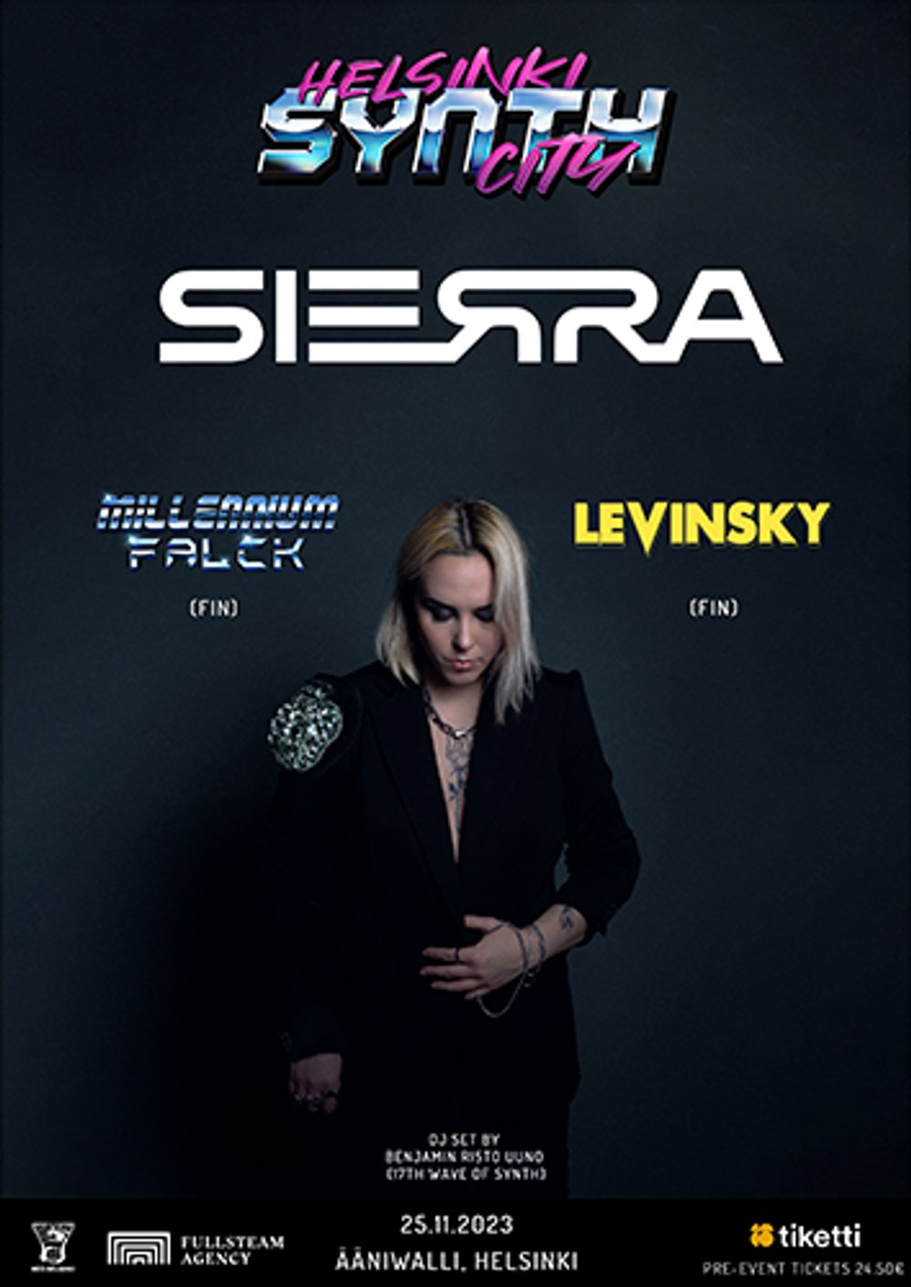HELSINKI SYNTH CITY: SIERRA (FR) + MILLENIUM FALCK + LEVINSKY + DJ BENJAMIN RISTO UUNO